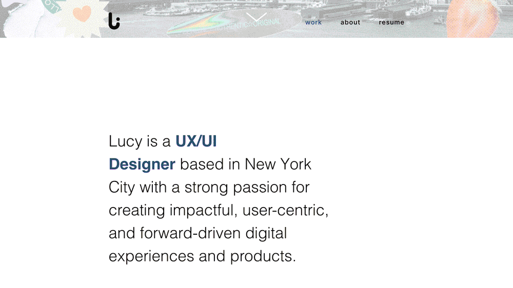 This is a GIF of a UX design portfolio.