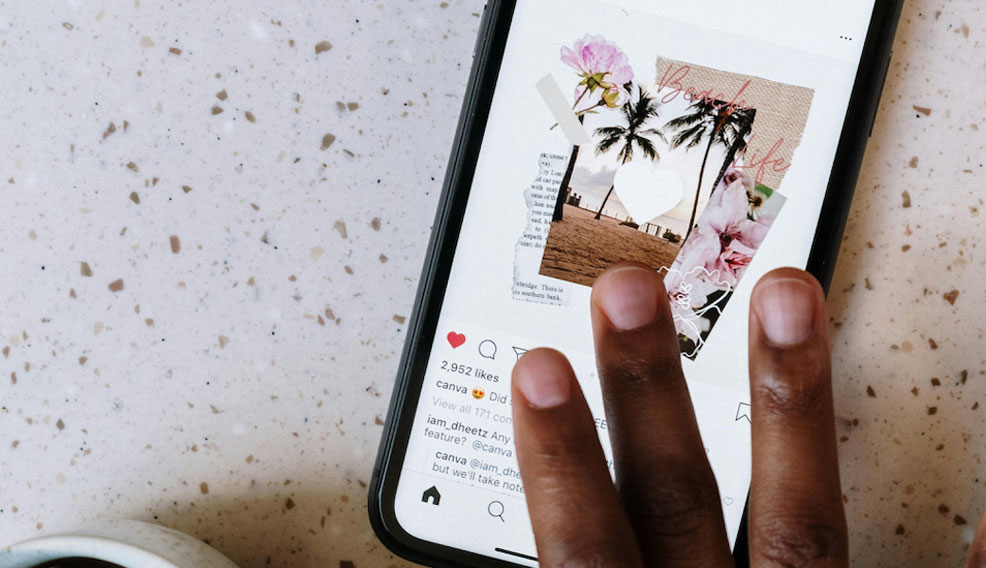 This is an image of someone liking an Instagram post.