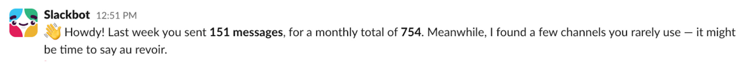Screenshot of a message from Slack's automated AI helper.