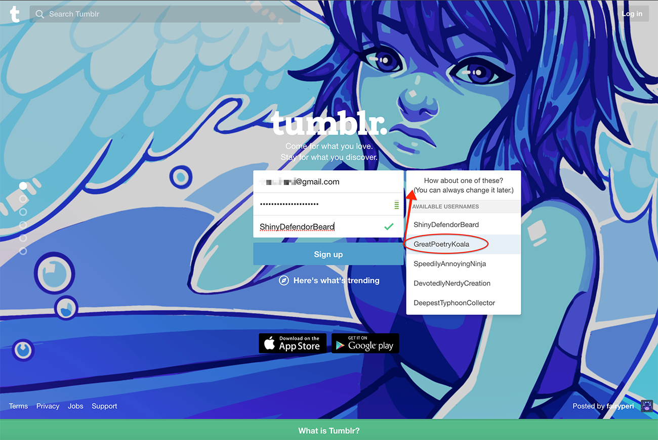 Tumblr microcopy