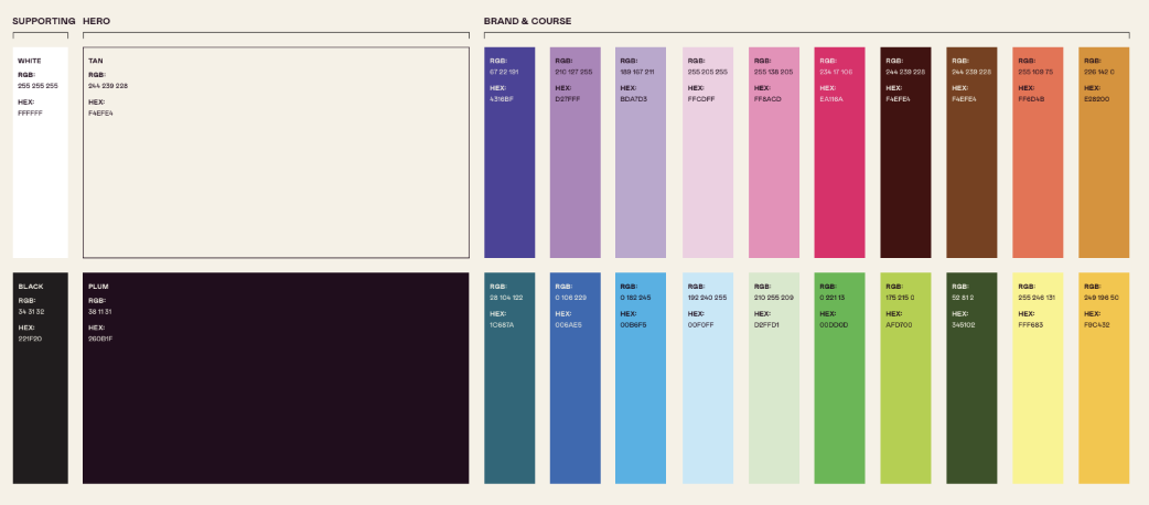 Designlab color palette for rebrand.